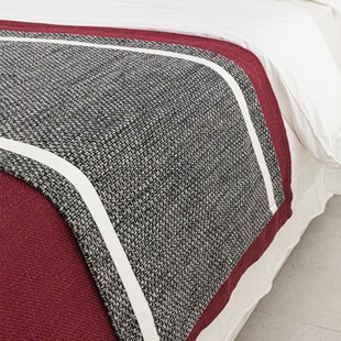 黑灰色棉麻肌理床旗床尾巾高端现代轻奢新中式 搭配 样板间卧室软装