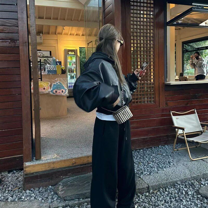 黑色两面穿短款皮衣外套女冬季2棉衣/棉服