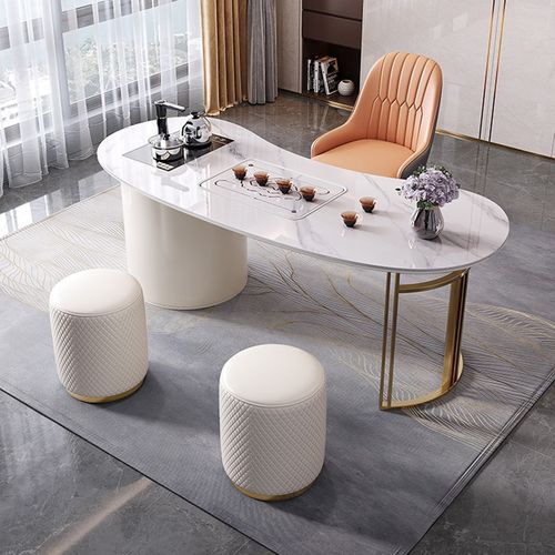 轻奢现代简约茶台功夫茶几美容院办公家用带烧水壶嵌入式一体茶桌