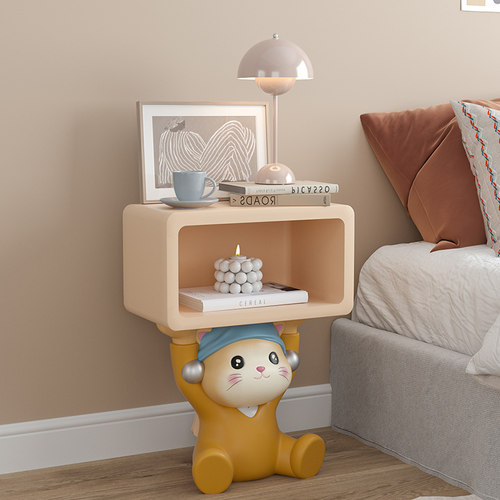 珍珠猫卡通床头柜儿童房女孩男孩床边柜创意可爱现代简约2023新款