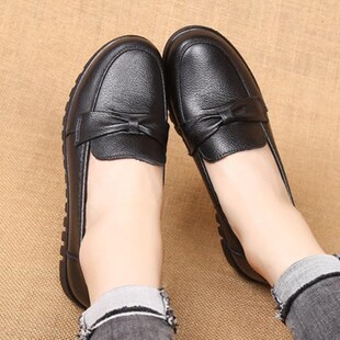 平底防滑中年老人奶奶皮鞋 厂家直供妈妈鞋 真皮软底单鞋