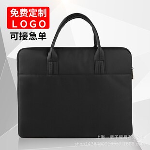 A4手提文件包加厚帆布拉链电脑包大容量商务办公会议袋公文包定制