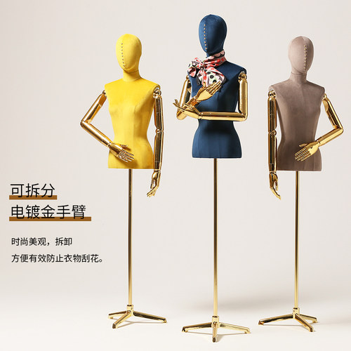 服装店模特道具女橱窗展示假人体台拍照婚纱半身女模特架子时尚