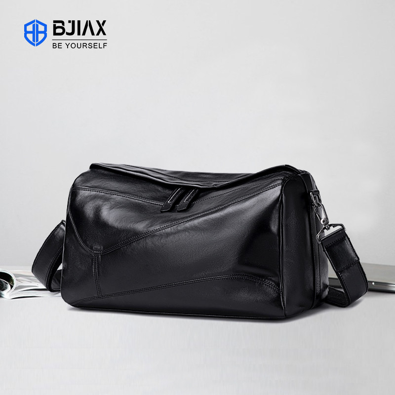 男士真皮大容量单肩斜挎包软头层牛皮日常旅行包休闲运动健身男包