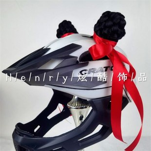 厂家儿童平衡车轮滑雪成人摩托车电动头盔装饰品哪吒头饰造型