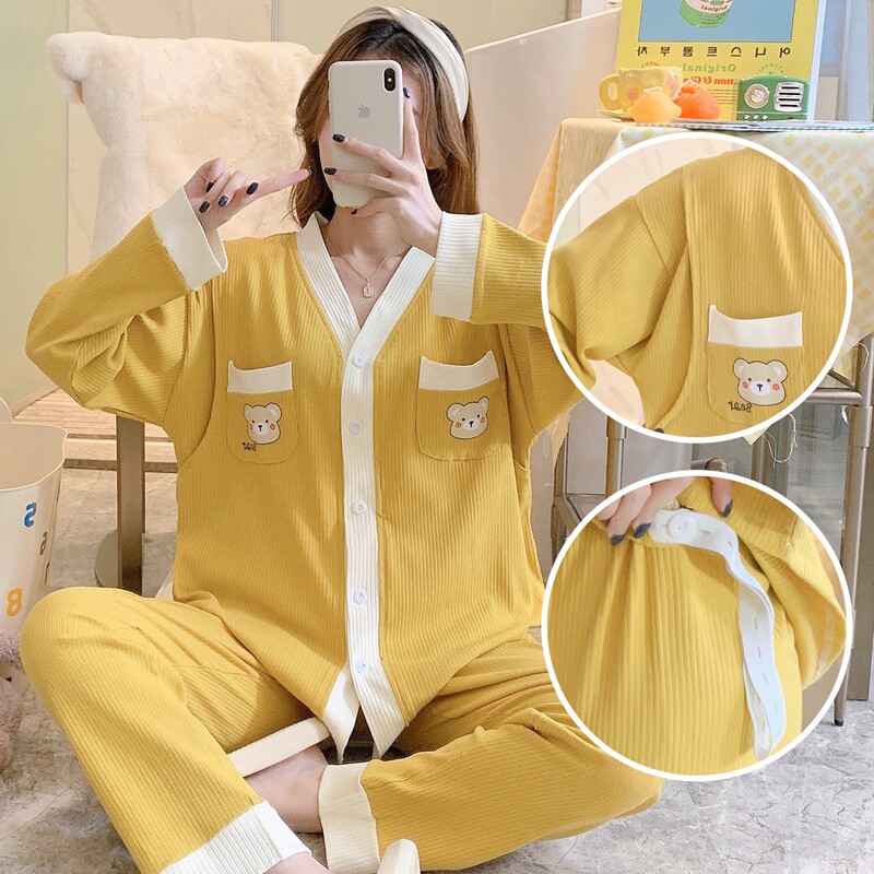 新款月子服春季纯棉孕妇家居服外家居服套装