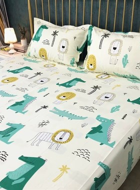 优质纯棉卡通加厚老粗布床单儿童被单帆布双人全棉被套180220米