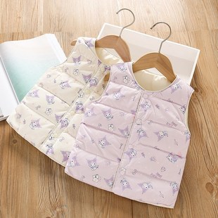 洋气 女宝宝卡洛米内搭保暖背心外搭 女童羽绒卡通外穿轻薄款 马甲