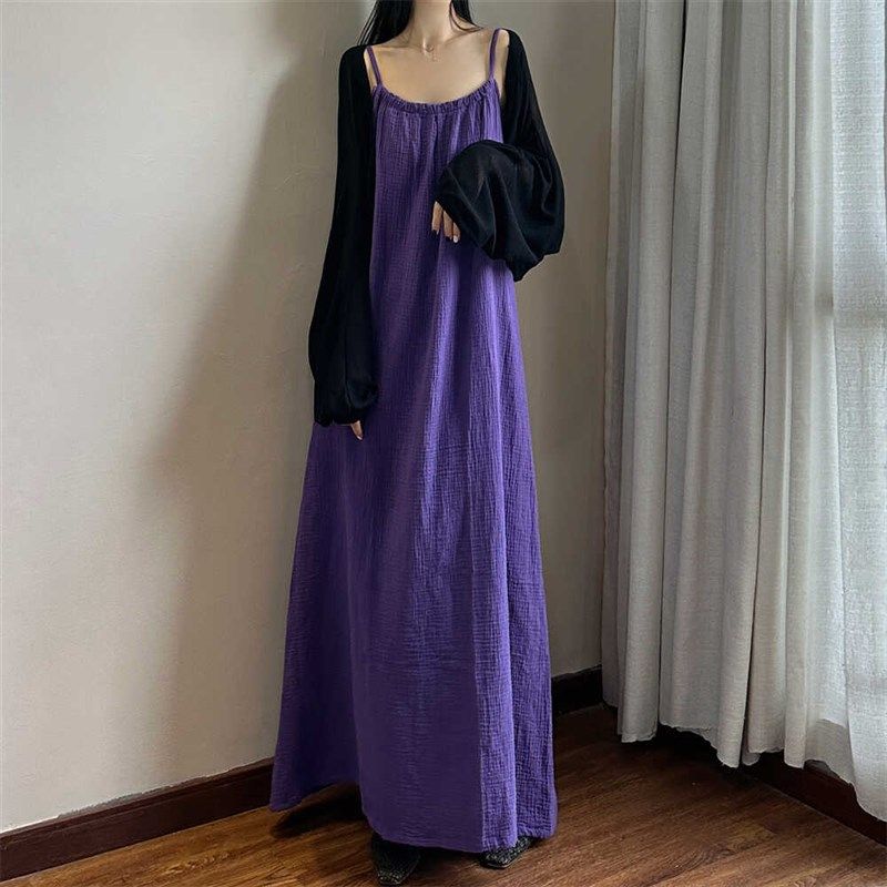 读衣术宽松遮肉吊带裙夏 长款中式文艺复古长裙 清冷感褶皱连衣裙,女装/女士精品,连衣裙,淘宝优惠券,粉丝福利购,淘宝优惠卷