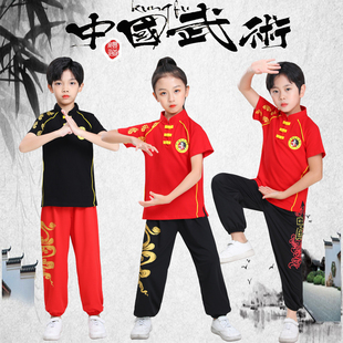 儿童武术服演出服中国风练功服纯棉上衣短袖 简约训练功夫比赛表演