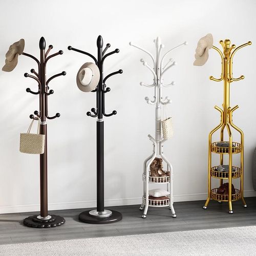 落地衣帽架客厅铁艺挂衣服卧室门口挂包置物架家用单杆立式衣架子