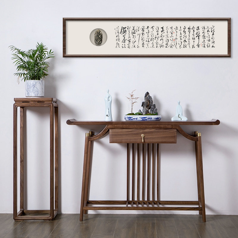新中式门厅玄关台实木禅意客厅供桌现代简约条案端景台玄关柜条几