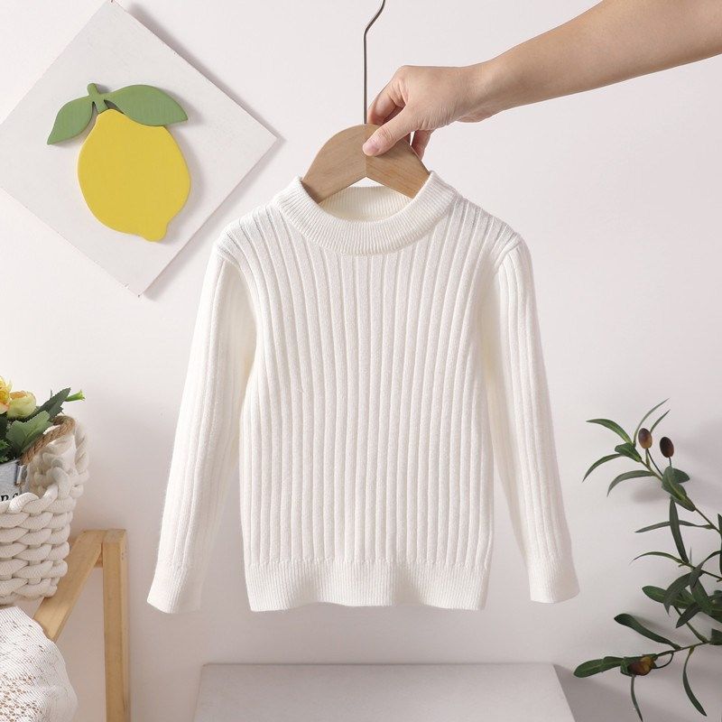 女童打底毛衣春秋款男童黑色白色打底针织杉秋冬儿童套头毛衣洋气