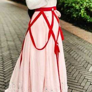 汉服绶带配饰腰带古风浆草结红色嫦娥舞蹈古典珍珠流苏腰封配饰女