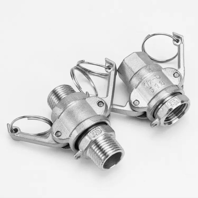 304不锈钢快速接头双内丝AD型外丝BF扳把式水管活接Y卡扣式直通管