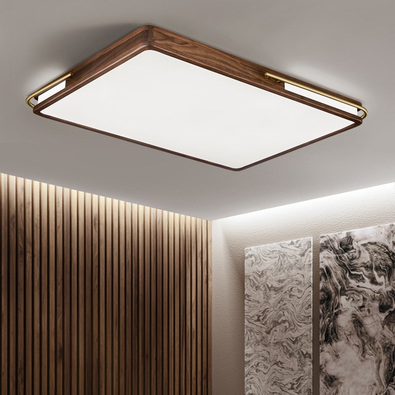 新中式吸顶e灯全铜黑胡桃实木灯具套餐餐厅卧室灯简约中式客厅灯