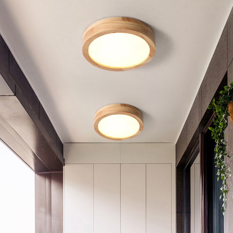 北欧玄关过道灯家用卧室吸顶灯简约原木走廊衣帽间天花Y装饰吸顶