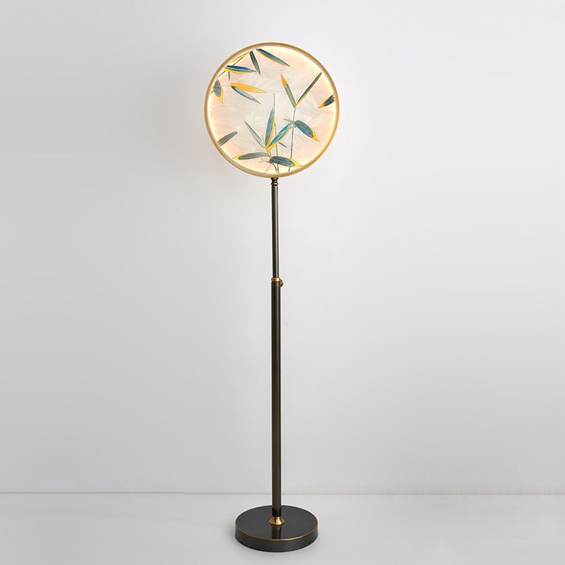 新中式落地灯全铜中国风禅意客厅沙发边几灯书房S卧室灯轻奢珐琅