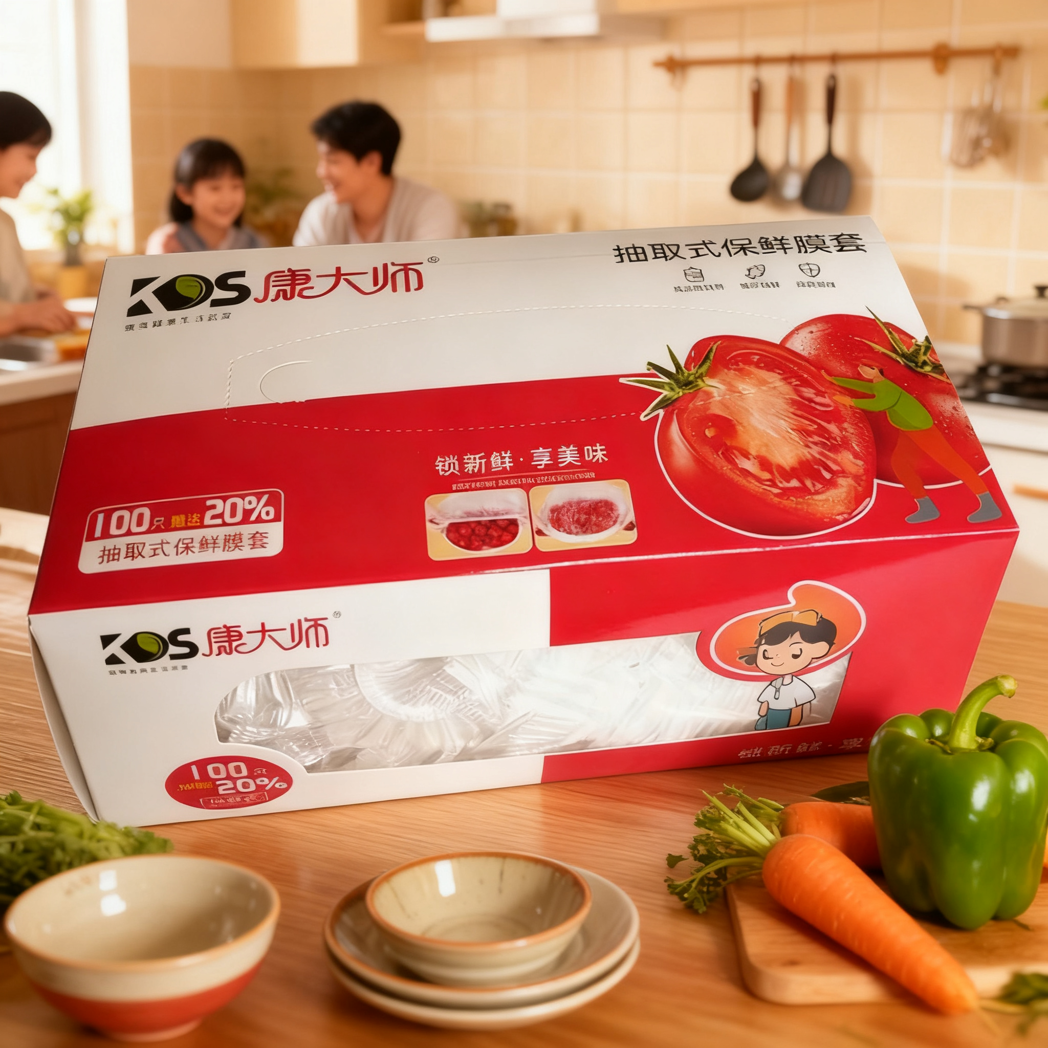 康大师一次性保鲜膜盒装抽取式