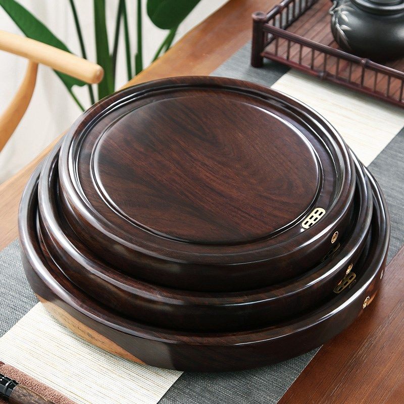 黑檀木干泡盘家用简约实木小茶盘壶承杯垫茶台茶海托盘圆盘两人用,餐饮具,茶盘,淘宝优惠券,粉丝福利购,淘宝优惠卷