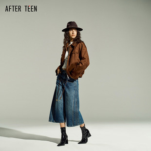 直充羽绒 镶边工艺 复古短款 羽绒服 AFTER 半裙套装 TEEN麂皮面料