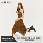 AFTER TEEN「颓败美学 复古新生」混色编织绳肩带吊带连衣裙