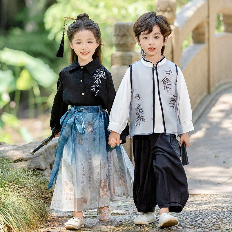 儿童汉服中国风女童新中式古装唐装男童古风套装幼儿园园服表演服