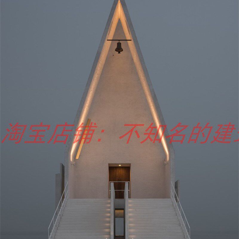 【直向建筑】秦皇岛阿那亚海边网红教堂施工图CAD+效果图+实景图