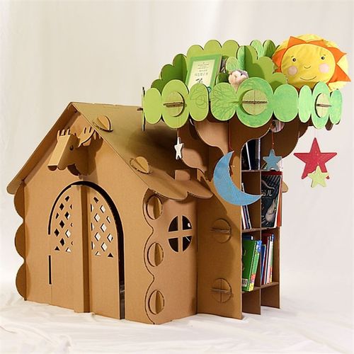 幼儿园拼装玩具纸板房树屋儿童手工玩具纸箱立体拼图DIY蘑菇小屋