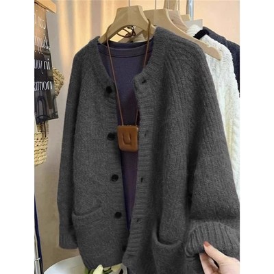 肥仔宽松特大码300斤毛衣针织开衫外套男女秋冬慵懒风中长款上衣2