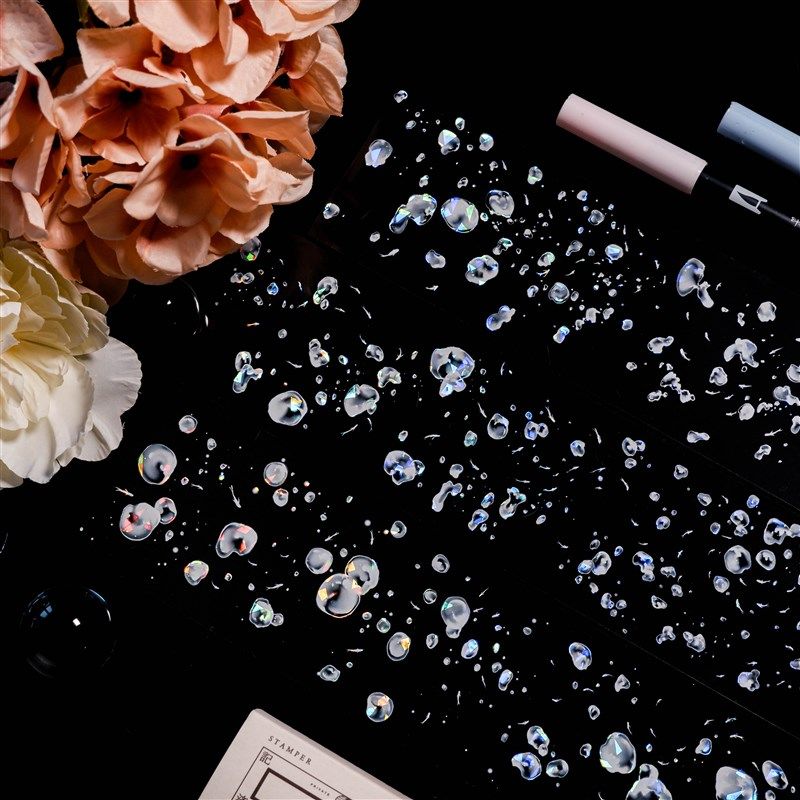 景物志#9月新品咕噜咕噜气泡泡琉璃光胶带流沙麻将咕卡吧唧砖流麻