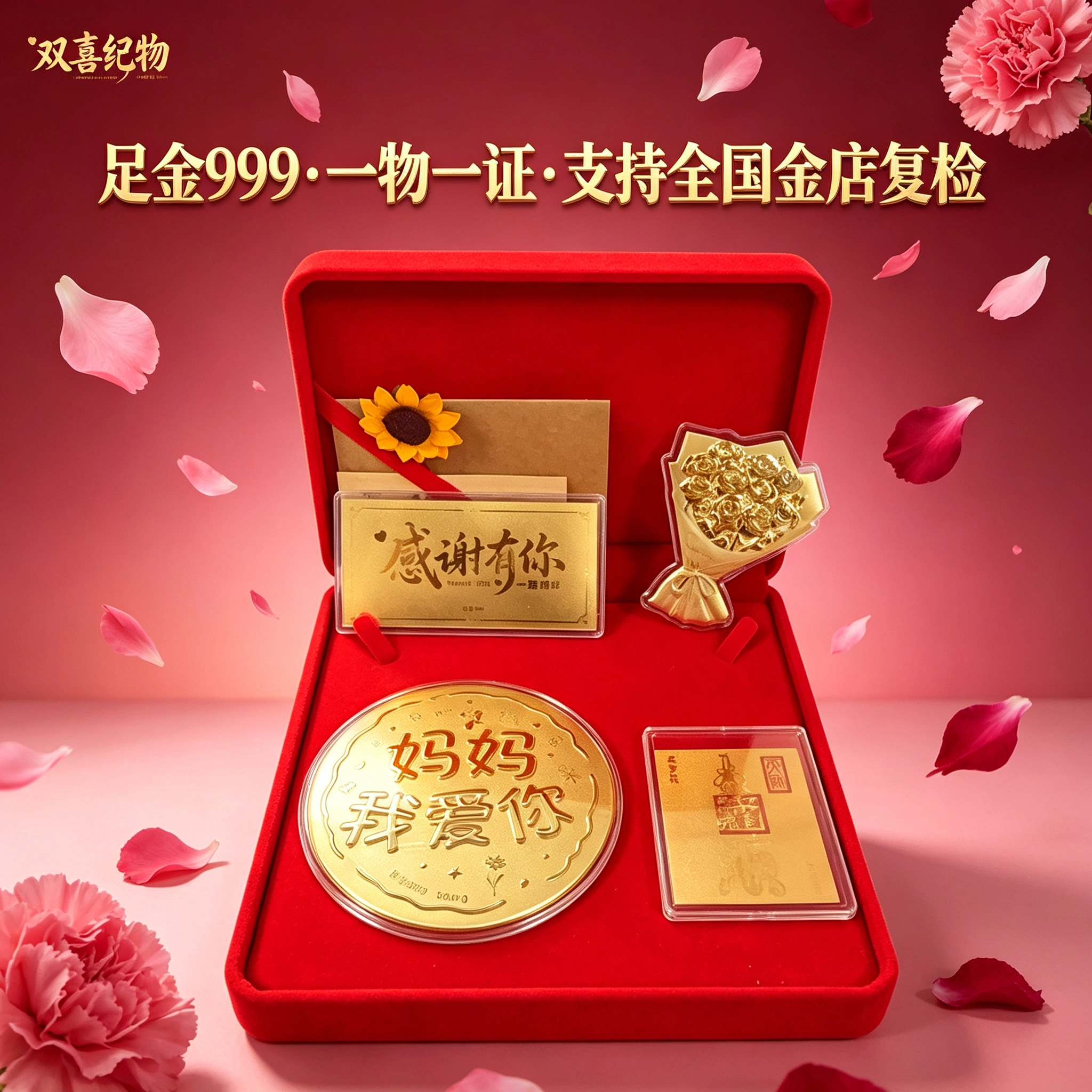 母亲节妈妈礼物水贝黄金大饼我爱你生日快乐金钞送妈妈婆婆礼品