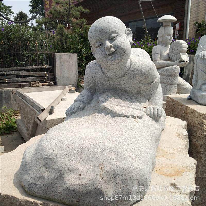 福建惠安 石雕小和尚花岗岩小沙弥佛像人物雕塑寺庙景观创意摆件
