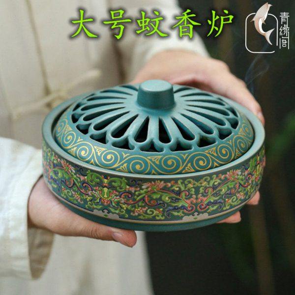 珐琅彩香炉家爱用室内蚊香盒香薰炉陶瓷蚊香盘托香熏香炉驱蚊香架,家居饰品,香薰炉,淘宝优惠券,粉丝福利购,淘宝优惠卷