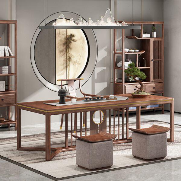 大板桌定制功夫组合会客茶几桌泡茶新中式实木茶桌椅可办公室茶台