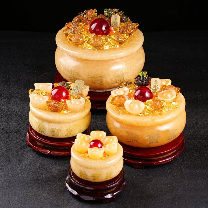 电视柜中式黄玉聚宝盆 纳财聚财 家居摆件玄关元宝水晶装饰品祝福,家居饰品,装饰摆件,淘宝优惠券,粉丝福利购,淘宝优惠卷