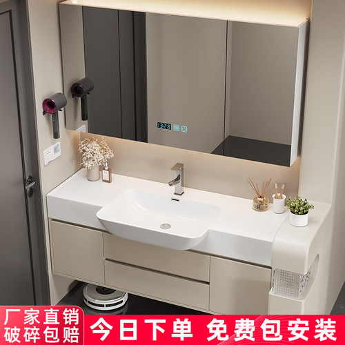 小户型可丽耐一体大肚盆浴室柜组合简约化妆室洗漱台洗手池洗脸盆