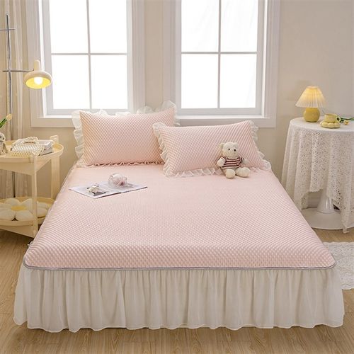 2024夏季冰丝凉席公主风床裙款冰豆豆可空调软席可折叠机洗席水洗