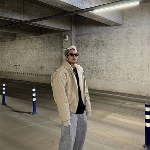 白鹤大人美式复古座山雕夹克棉服男冬季加绒加厚宽松开衫连帽外套