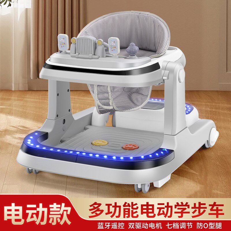 婴儿学步车充电遥控电动车防侧翻男女孩宝宝可坐推学行助步手推车