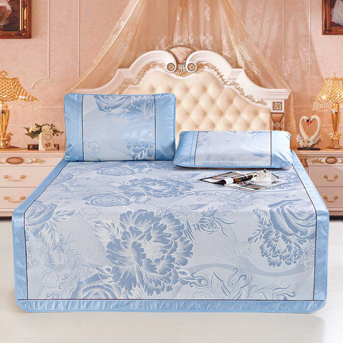 夏季凉席1.8m床冰丝席1.5三件套可折叠单人学生宿舍草席子1.2米床