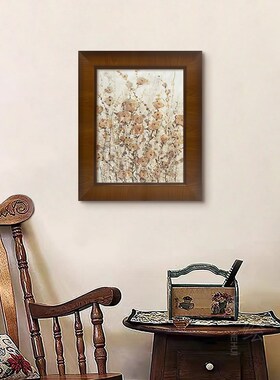 法式花卉中古风餐厅壁画客厅沙发背景墙装饰画实木边框美式床头画
