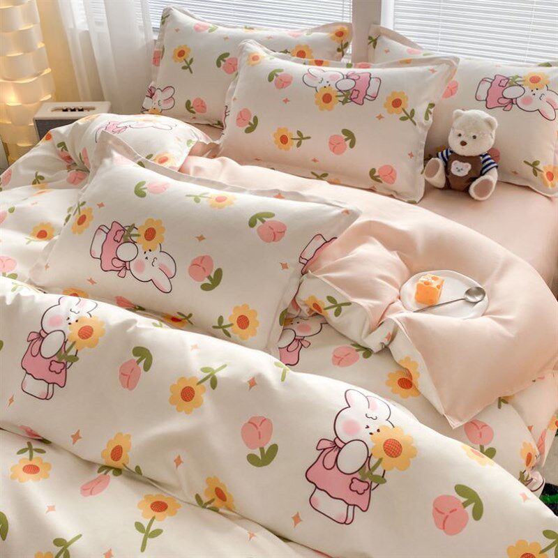 田园风小碎花四件套床上用品宿舍三件套水洗棉磨毛床单被套床笠款