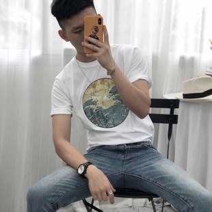 时尚 印花T恤短袖 韩版 卷毛男装 纯棉短袖 新款 复古百搭款 T恤 2020夏季