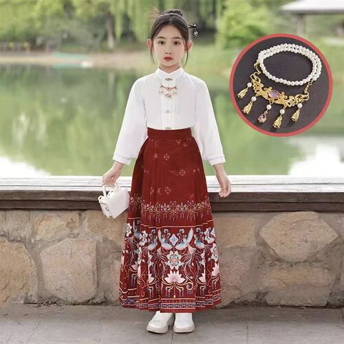 马面裙套装女童中国风古装改良女孩大童秋款儿童汉服旗袍明制唐装