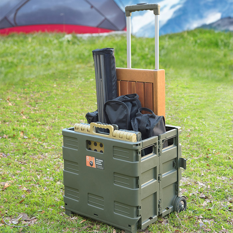 日式户外小拉车便携式折叠小推车露营野餐拉杆车营地车野营手推车