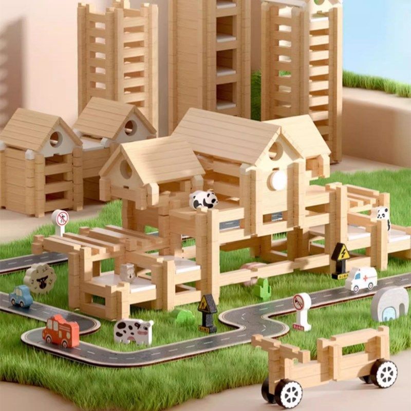 榫卯积木拼搭小木屋小小建筑师培养孩子专注力六一儿童节礼物玩具