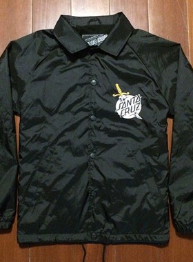 男装秋季 黑色 翻领前排扣 印花夹克衫  潮男宽松休闲 滑板教练服