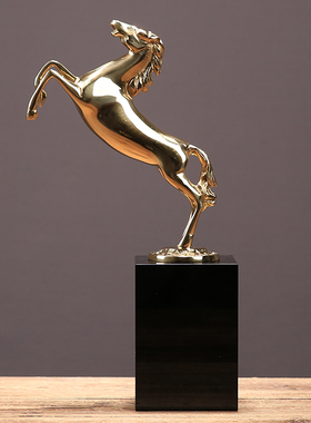 轻奢纯铜马摆件马到成功书房书柜装饰欧式玄关美式客厅电视柜摆设