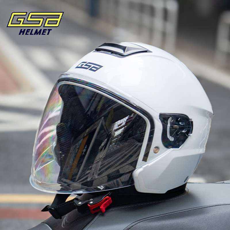 gsb268A摩托车头盔男女四季机车半盔安全帽电动车通勤四分之三盔 - 实物图